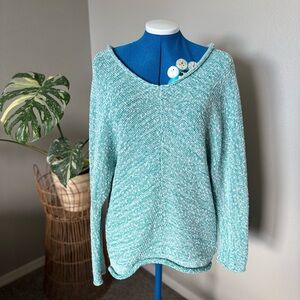 Free People Light Blue V Neck Sweater